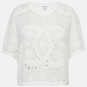 Chanel White Broderie Anglaise Jersey Crop Top M